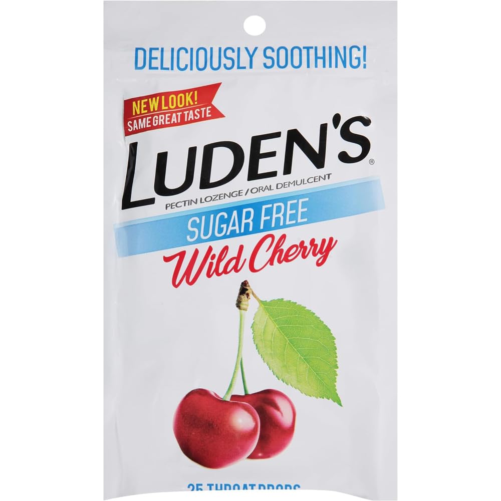 Luden's pastillas para la garganta sin azúcar, sabor cereza salvaje, para consumo diario