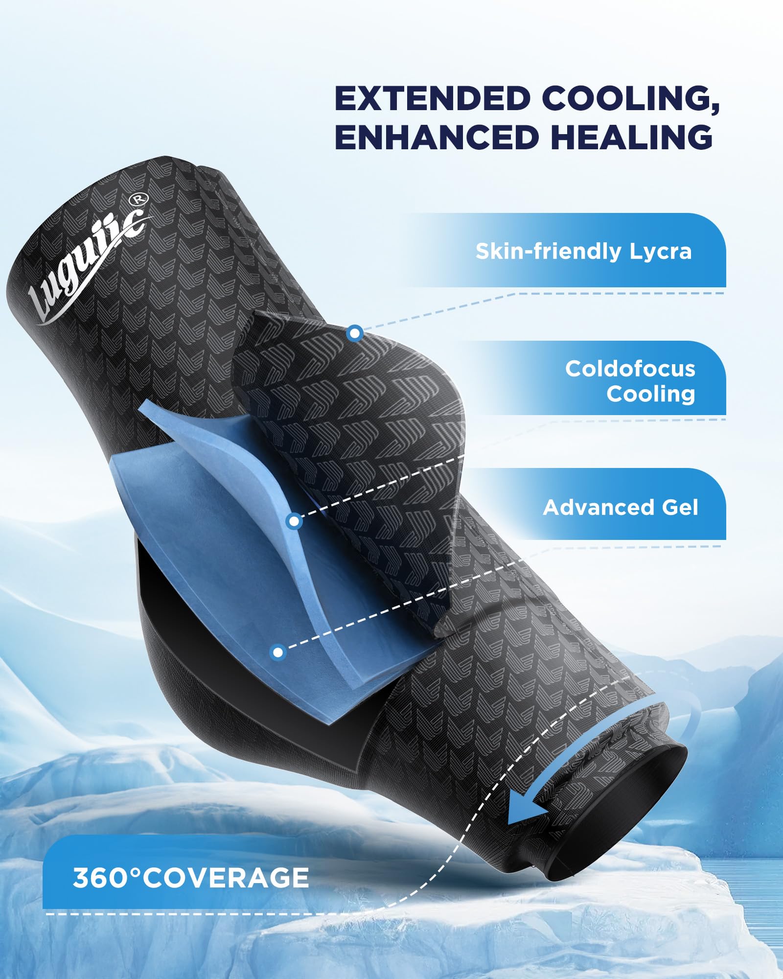 Luguiic cobertura 360° para tobillo con enfriamiento uniforme.