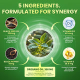 Lukaree Aceite de oregano con aceite de semilla negra para digestión equilibrada.