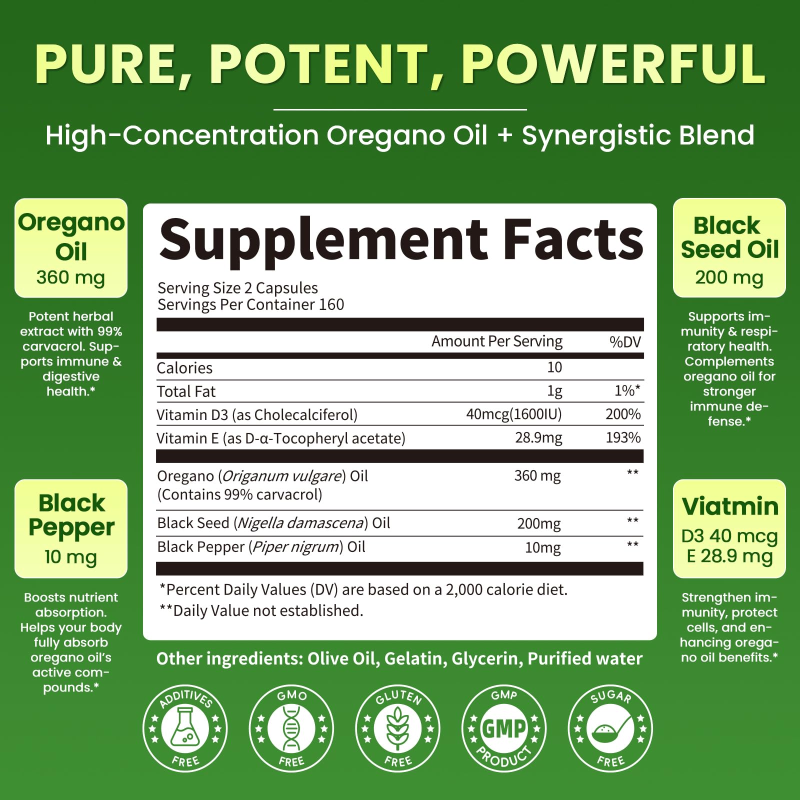Lukaree Aceite de oregano con pimienta negra para mayor absorción.