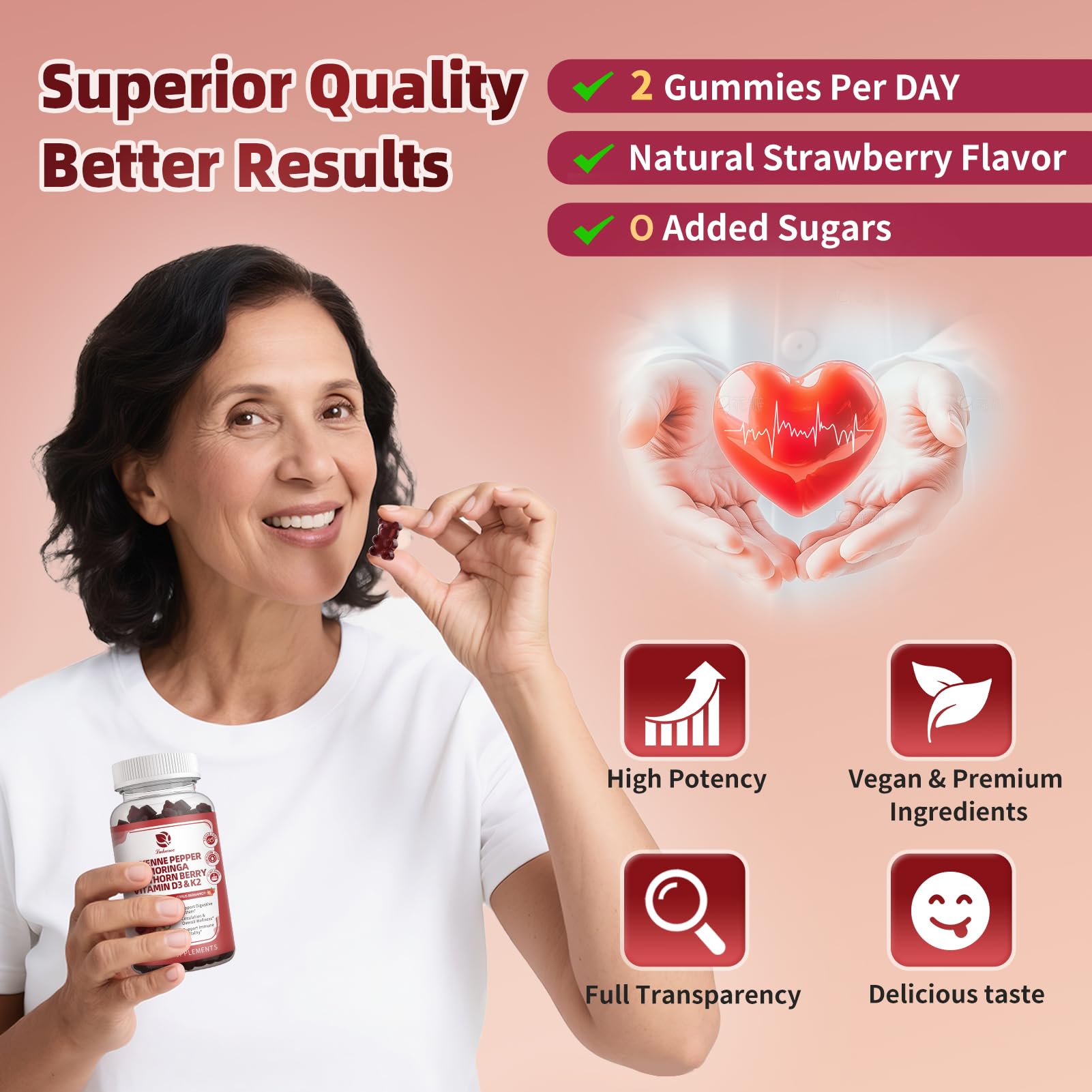 Gomitas Lukaree Cayenne 16 en 1, formato vegano y libre de gluten.