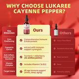 Lukaree Cayenne Pepper Drops, etiqueta con detalles visibles