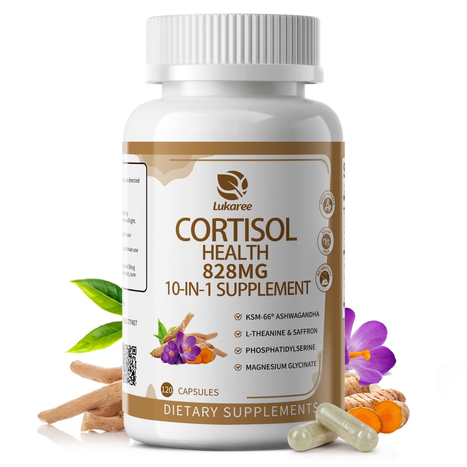 Lukaree Cortisol diez en uno botella visible para equilibrio diario