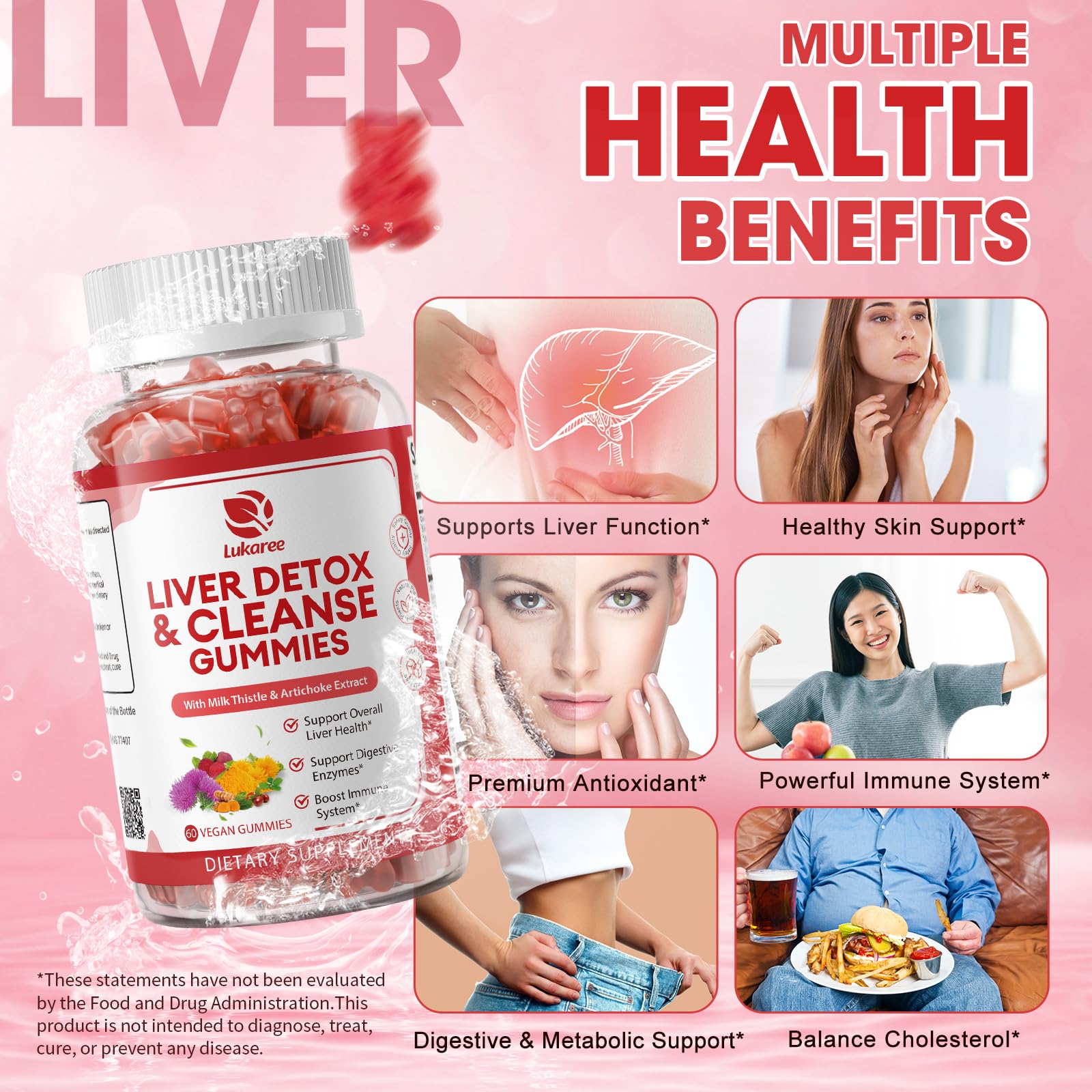 Gominolas Lukaree con extracto de alcachofa, sabor natural y apoyo digestivo suave.
