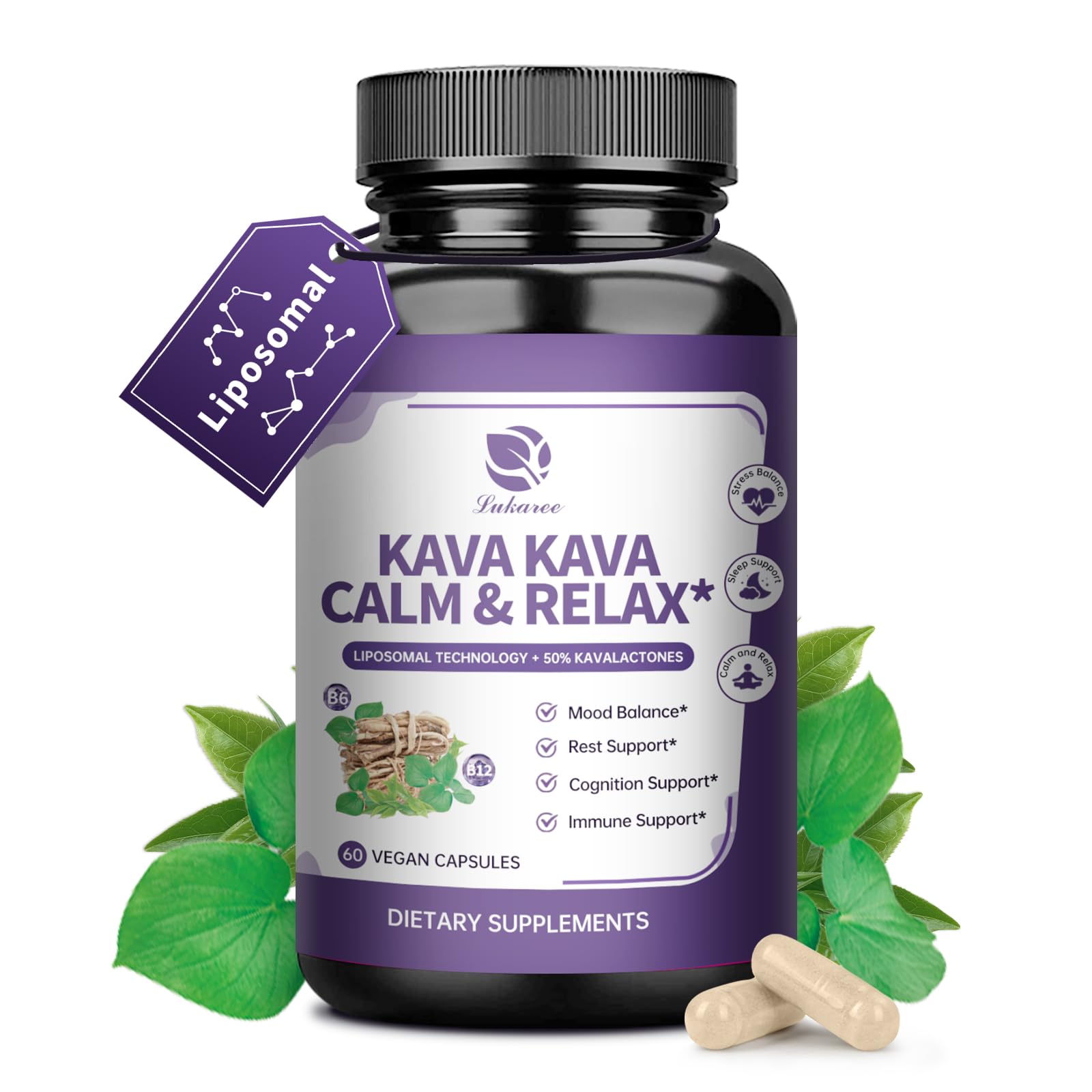 Lukaree Kava: cápsulas liposomales para calma rápida y relajación diaria.