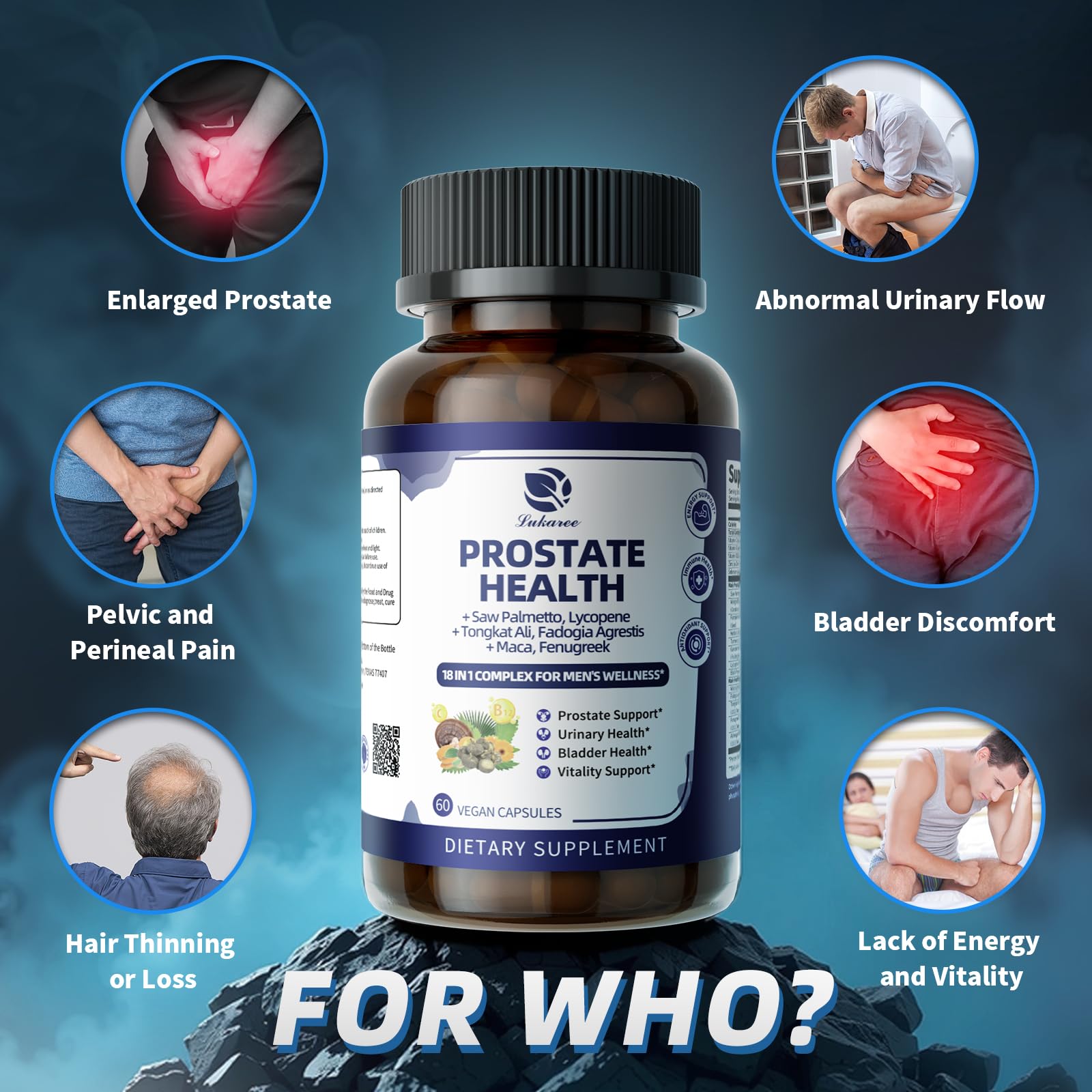 Lukaree Prostata: botella frontal destacando el pack de dos.