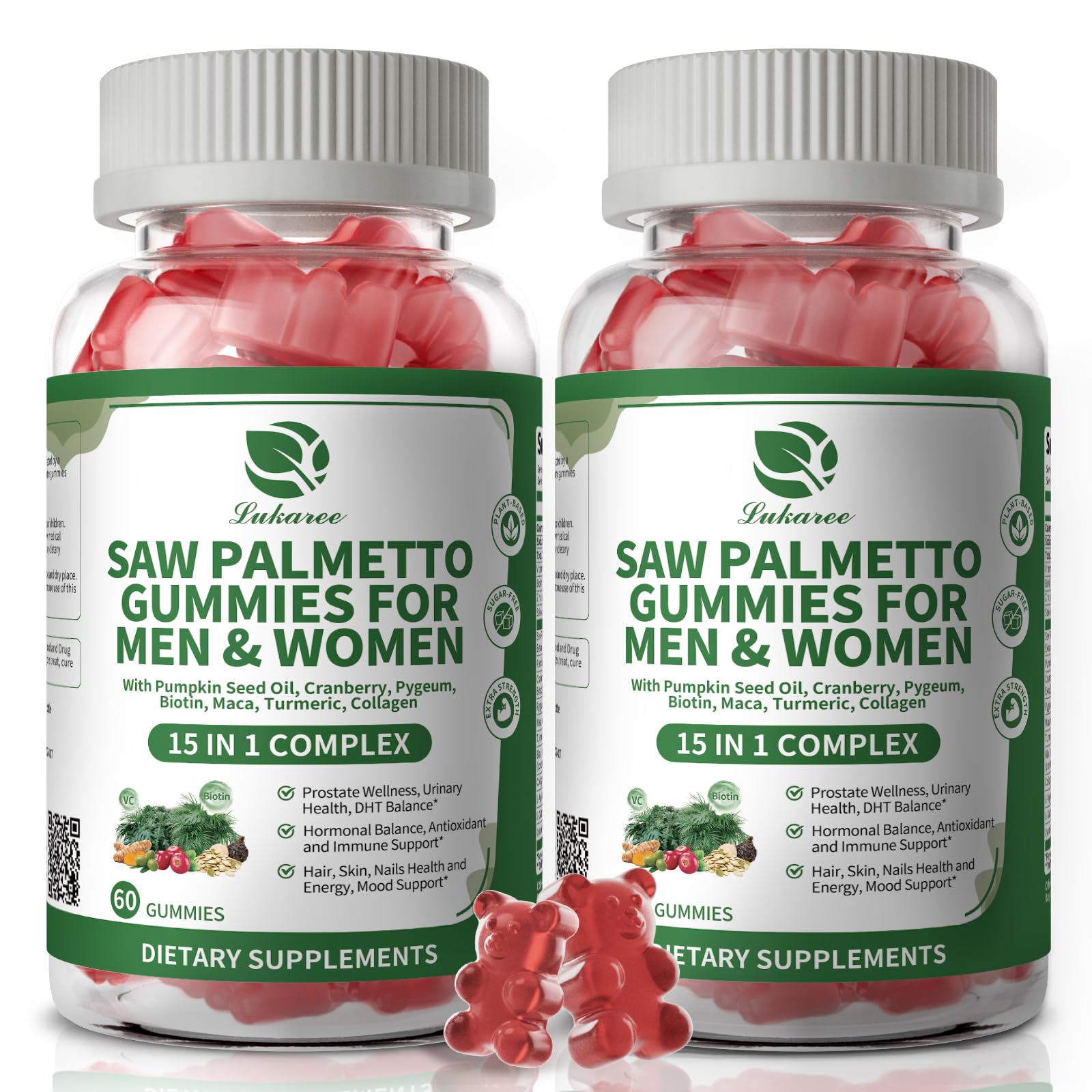 Lukaree Saw Palmetto, botella 60 días para uso diario cómodo