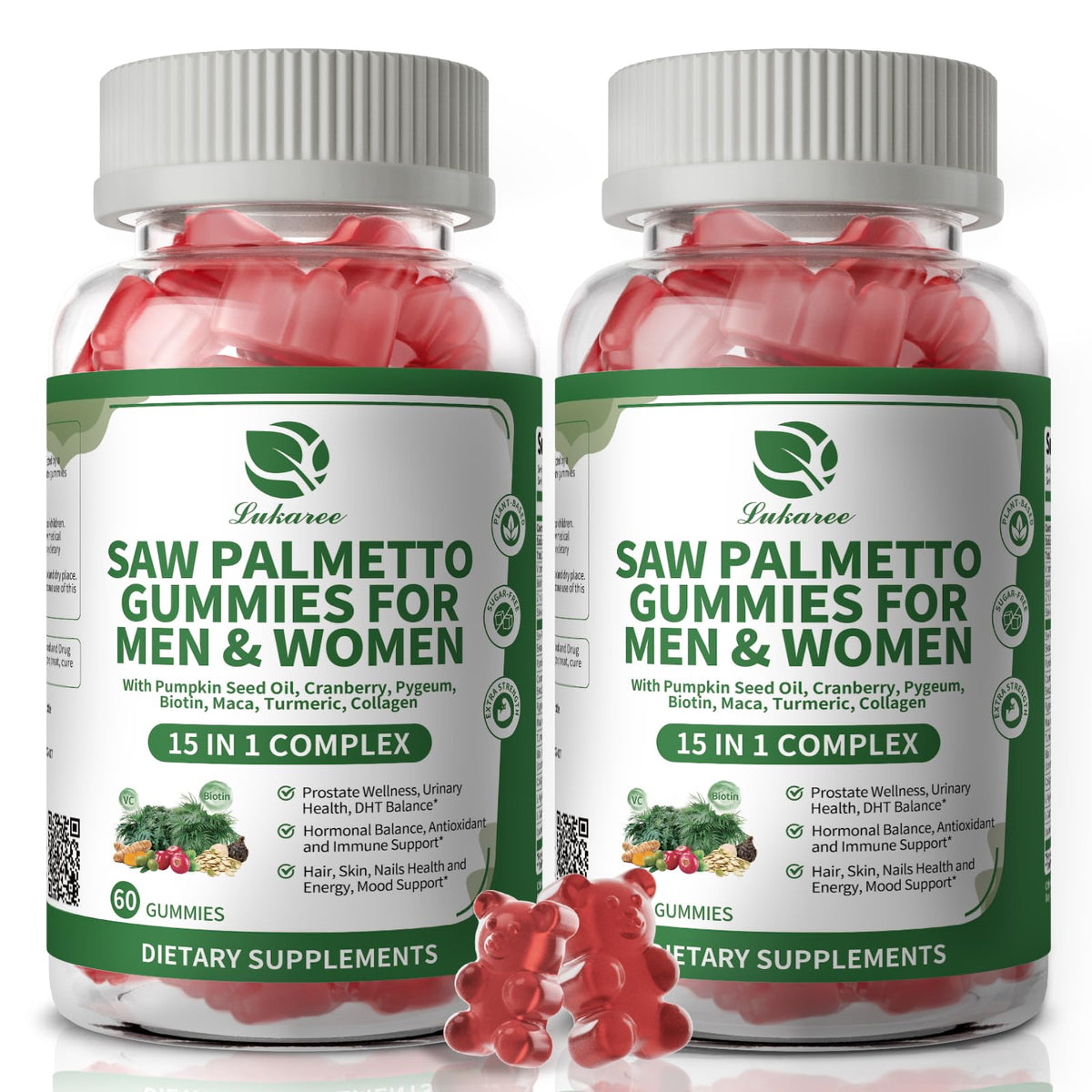 Lukaree Saw Palmetto, botella 60 días para uso diario cómodo