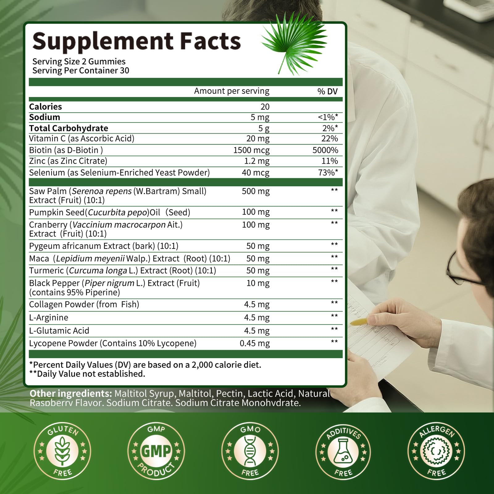 Lukaree Saw Palmetto, cabello-piel-uñas, nutrición para brillo natural