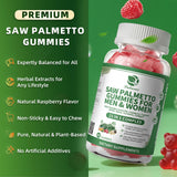 Lukaree Saw Palmetto, gomitas frambuesa close-up, sabor agradable para consumo diario