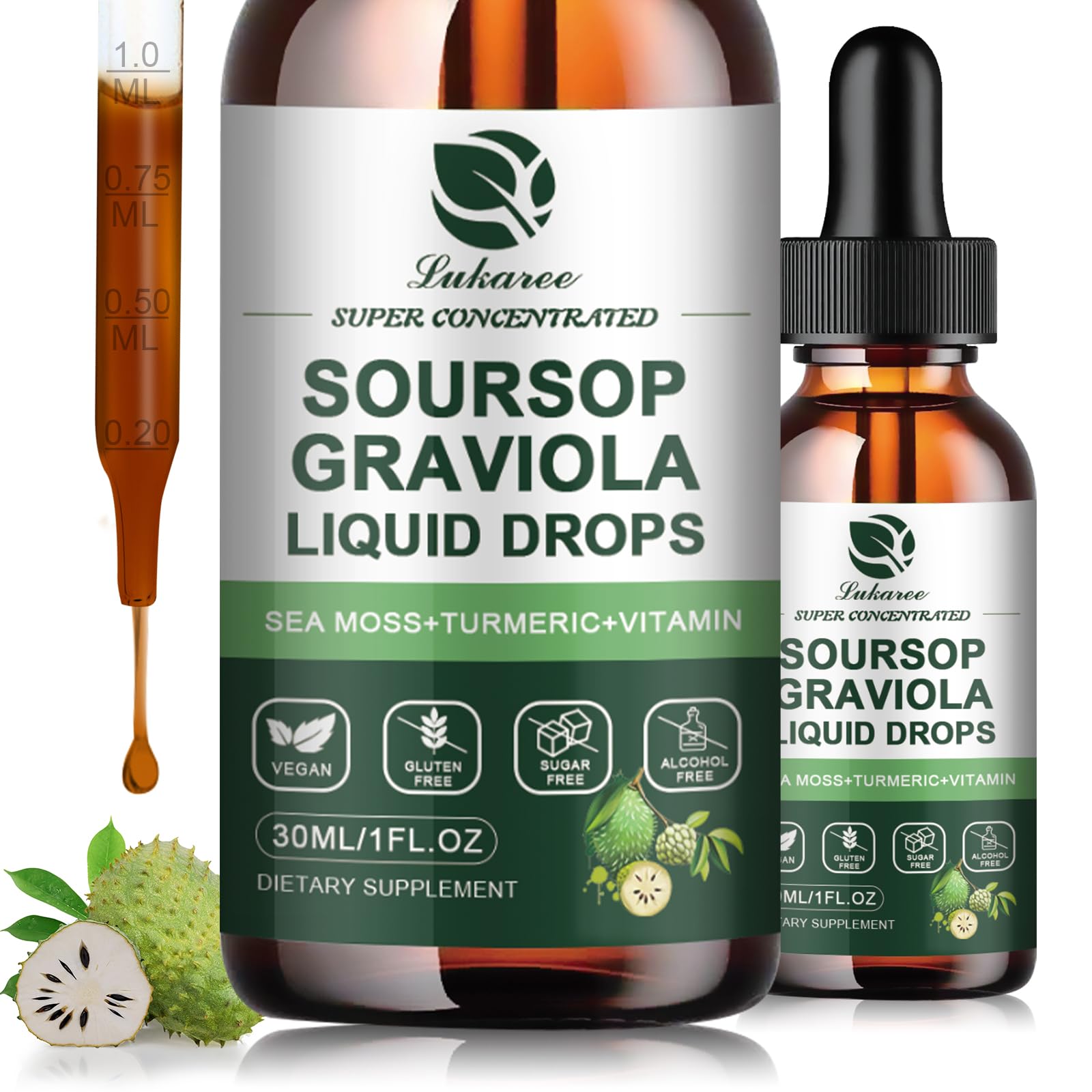Lukaree Soursop líquido en botella para bienestar diario
