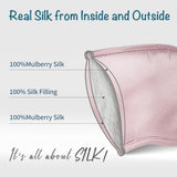 LULUSILK antifaz de seda rosa, vista trasera, ajuste cómodo sin apretar