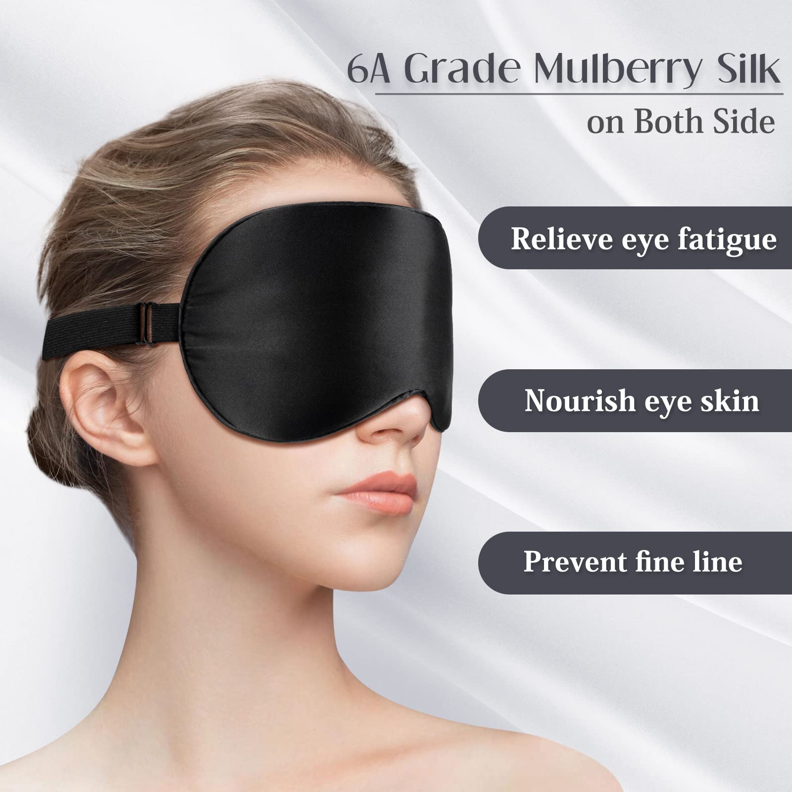 LULUSILK mascarilla seda Mulberry con correa ajustable para un ajuste cómodo.