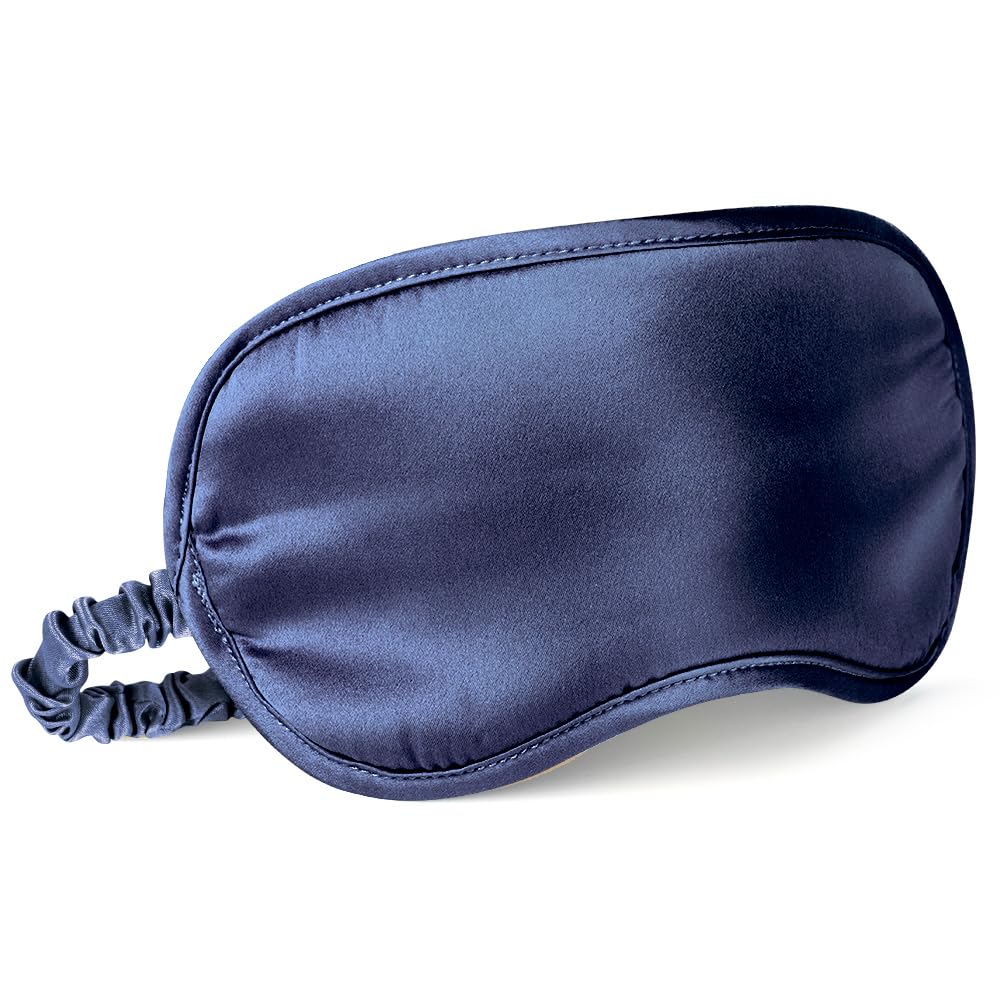 Mascarilla LULUSILK para ojos en azul marino cubre los ojos para un descanso cómodo.