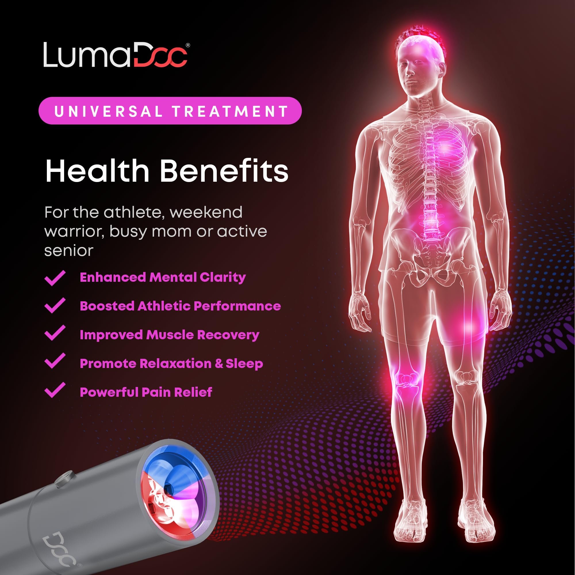 LumaDoc aplicación cuello para alivio posible durante sesiones cortas