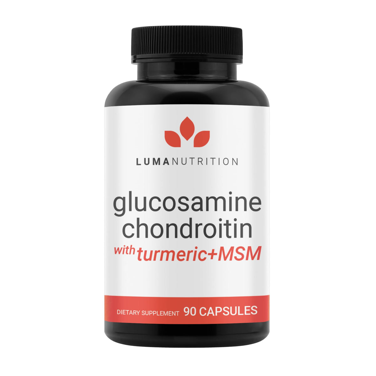 Luma Nutrition Glucosamina Condroitina MSM, botella de 90 cápsulas para movilidad diaria