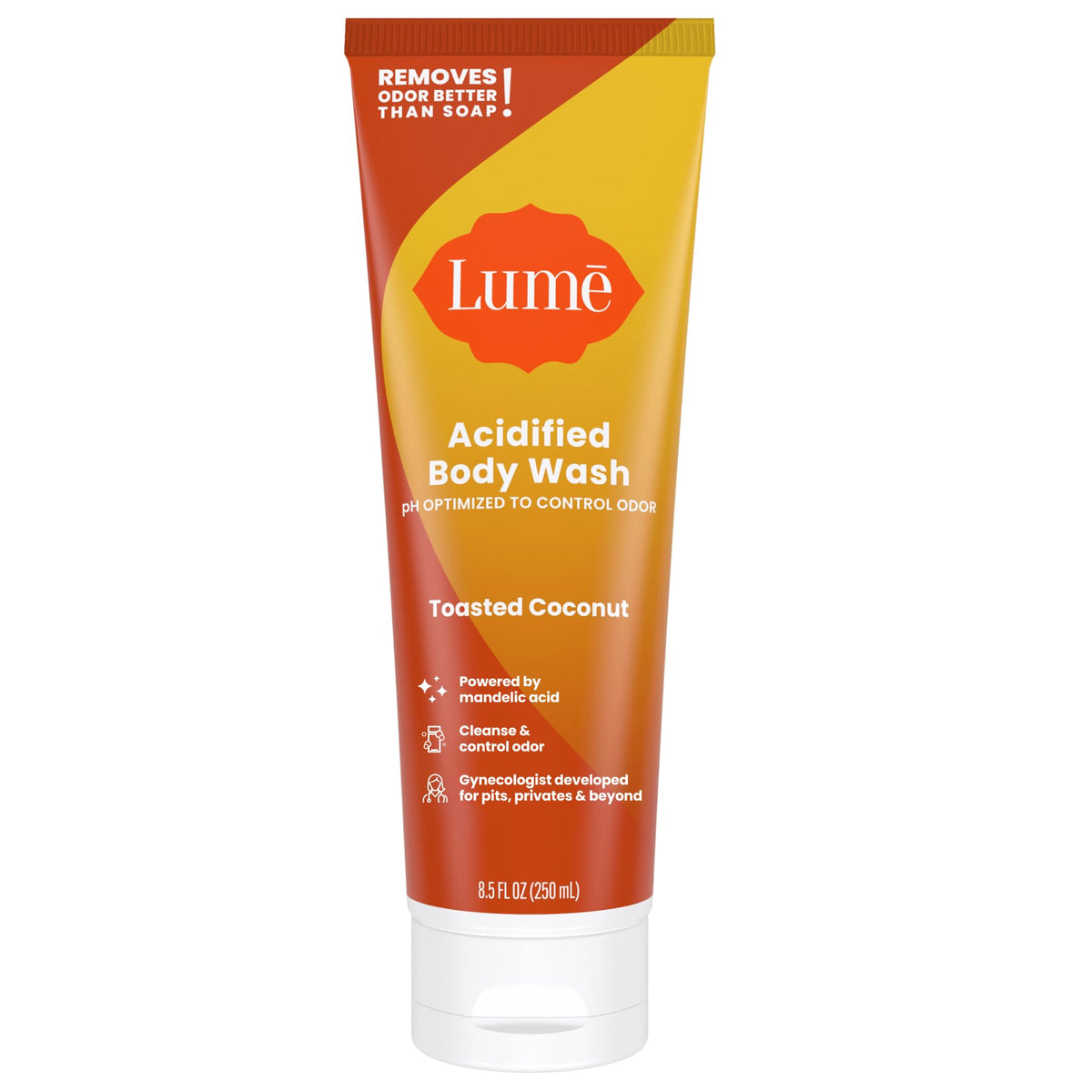 Lume Jabón Corporal Acidificado: botella frontal con aroma tropical y uso diario.