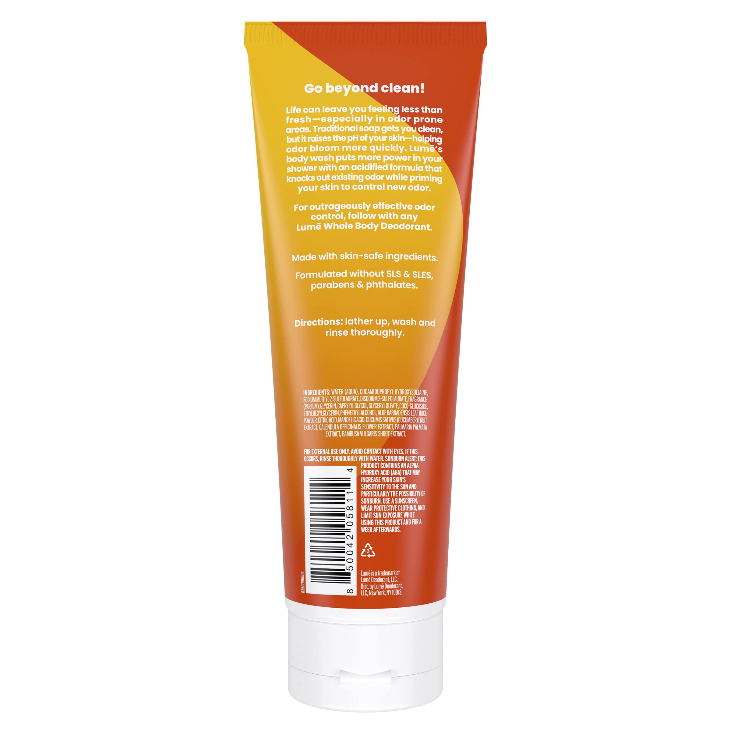Lume Jabón Corporal Acidificado: textura cremosa para limpieza suave.