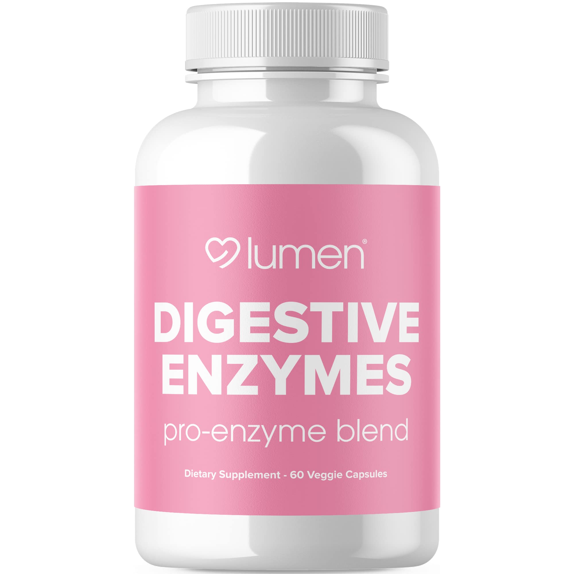 Botella de Lumen Naturals Makzyme-Pro con enzimas digestivas para uso diario.