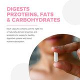 Etiqueta Makzyme-Pro destacando enfoque para bienestar digestivo femenino.