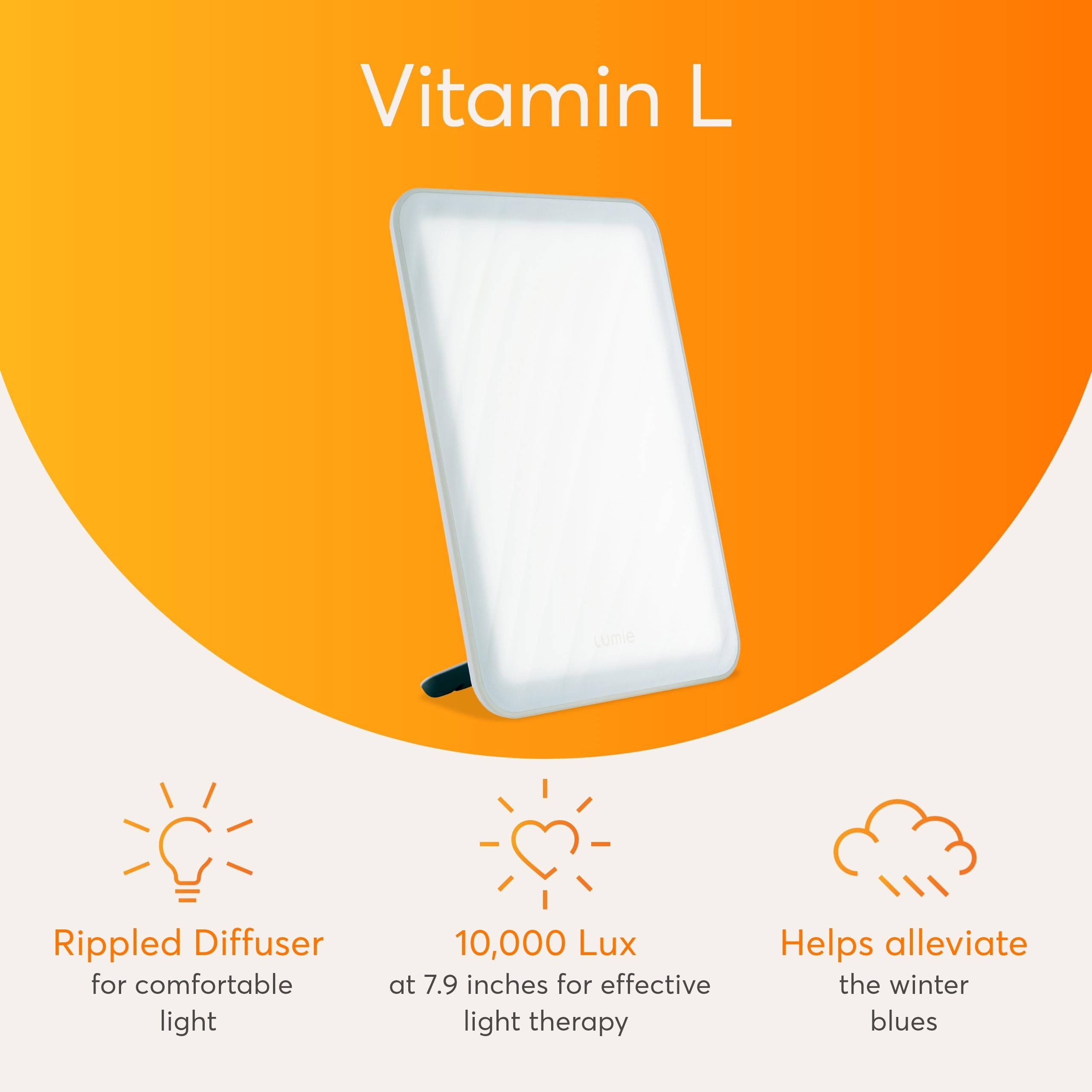 Lumie Vitamina L ofrece 10.000 lux para sesiones de iluminación matutina rápidas.