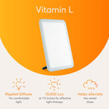 Lumie Vitamina L ofrece 10.000 lux para sesiones de iluminación matutina rápidas.
