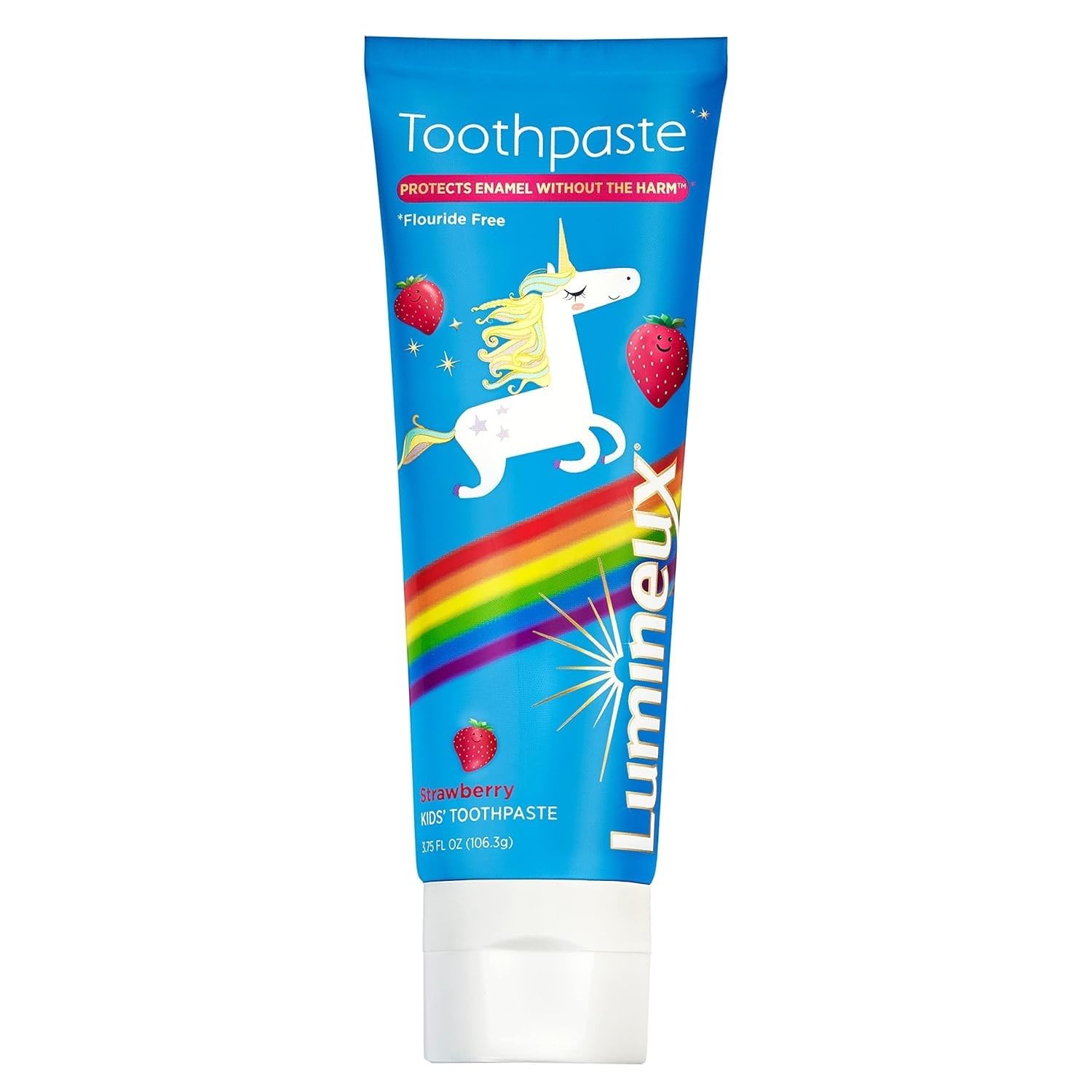 Pasta dental Lumineux para niños, sabor fresa, fomenta la rutina de cepillado diaria.