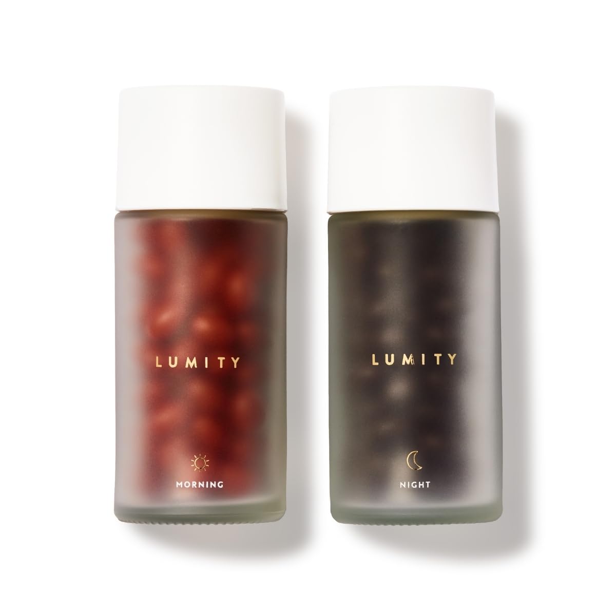 Lumity cápsulas en frasco para energía diaria y piel radiante.