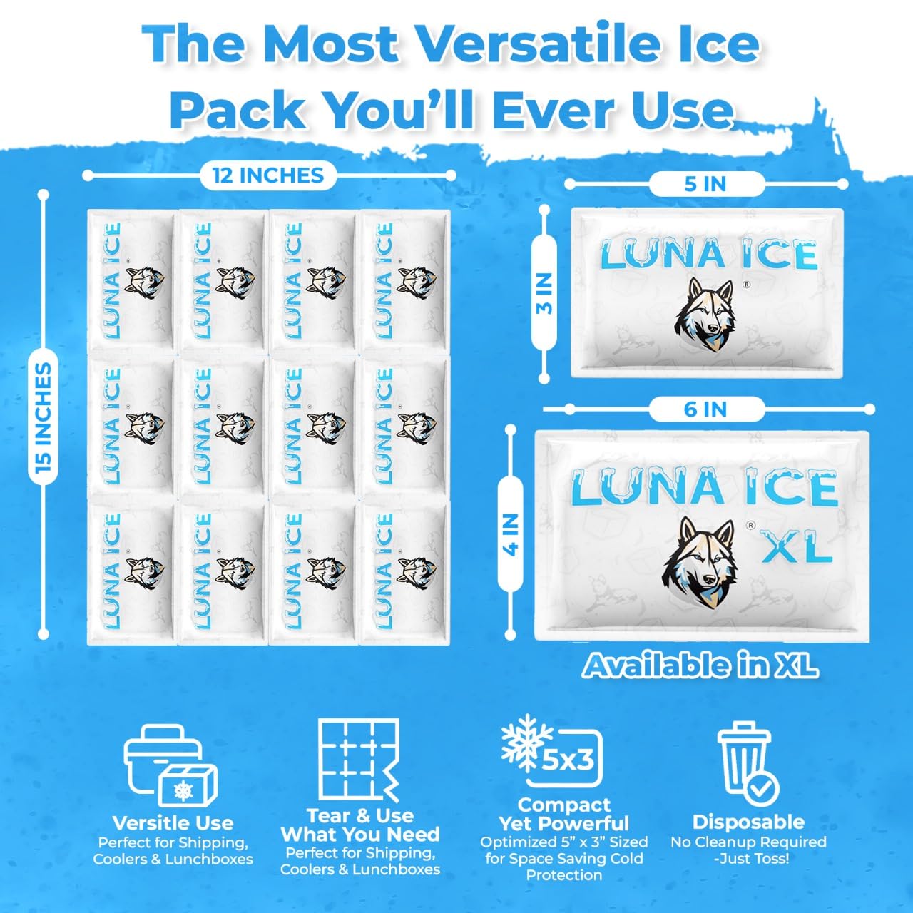 LUNA ICE, pack delgado y compacto, enfría snacks de forma eficiente.