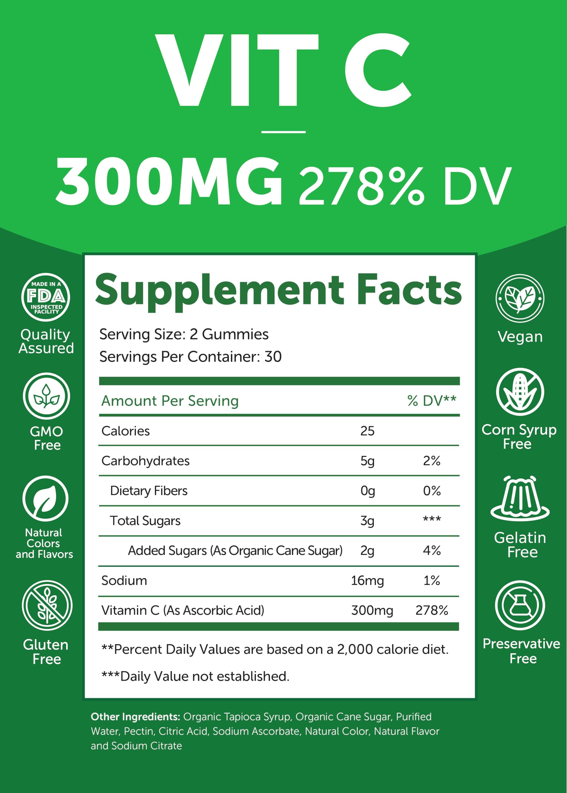 Lunakai Vitamina C Gomitas sin organismos modificados, opción limpia
