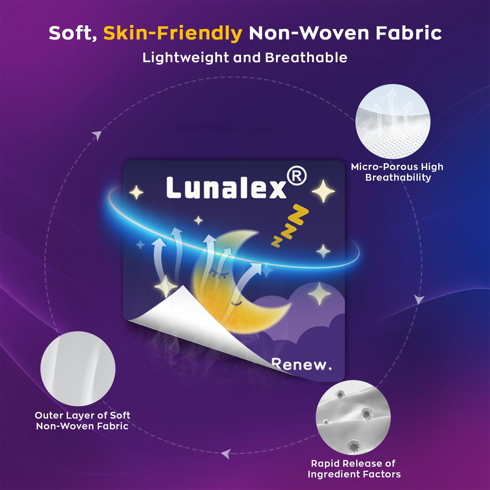 Aplicación de parches Lunalex en el cuello para comodidad discreta.