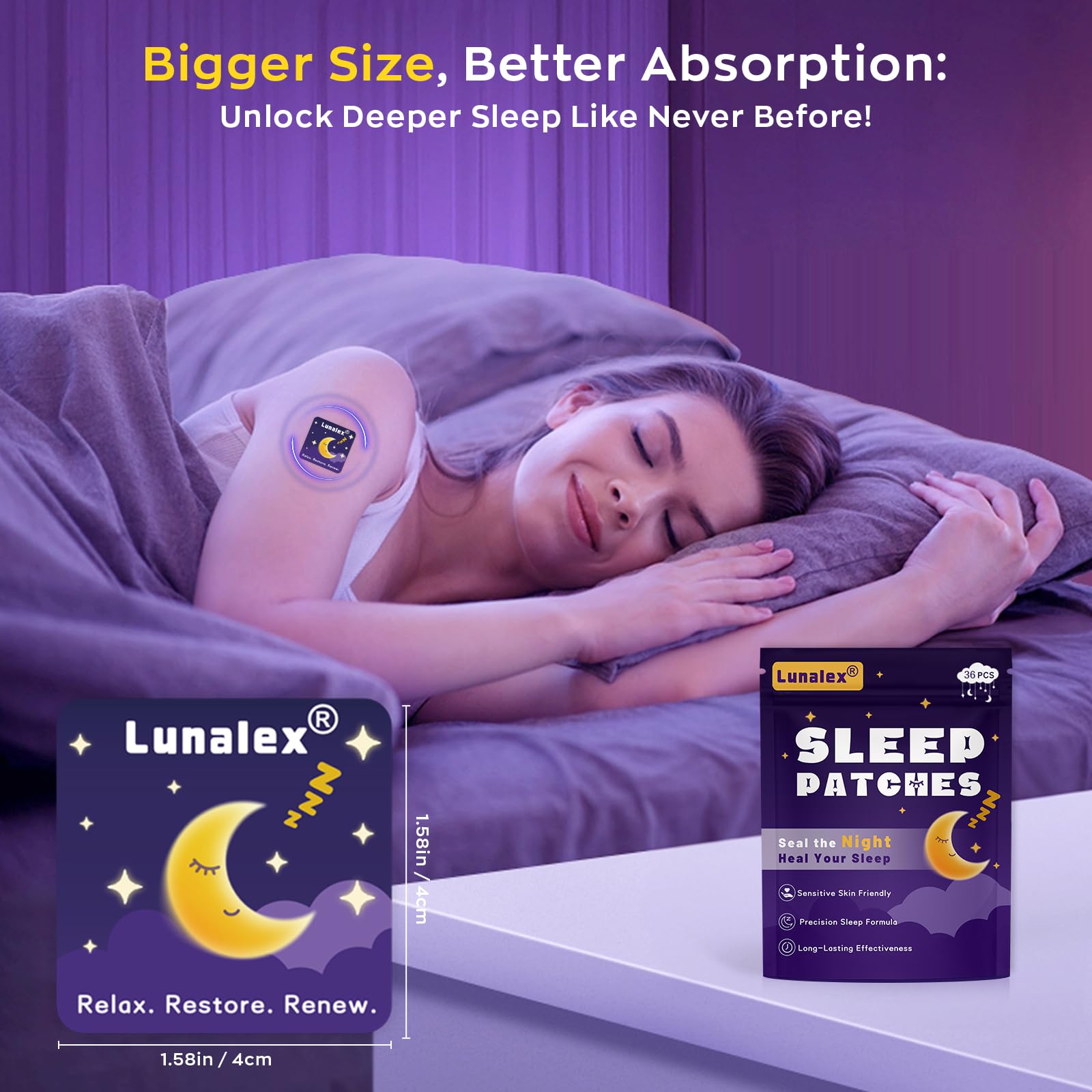 Parches Lunalex de magnesio: experiencia relajante durante la noche.