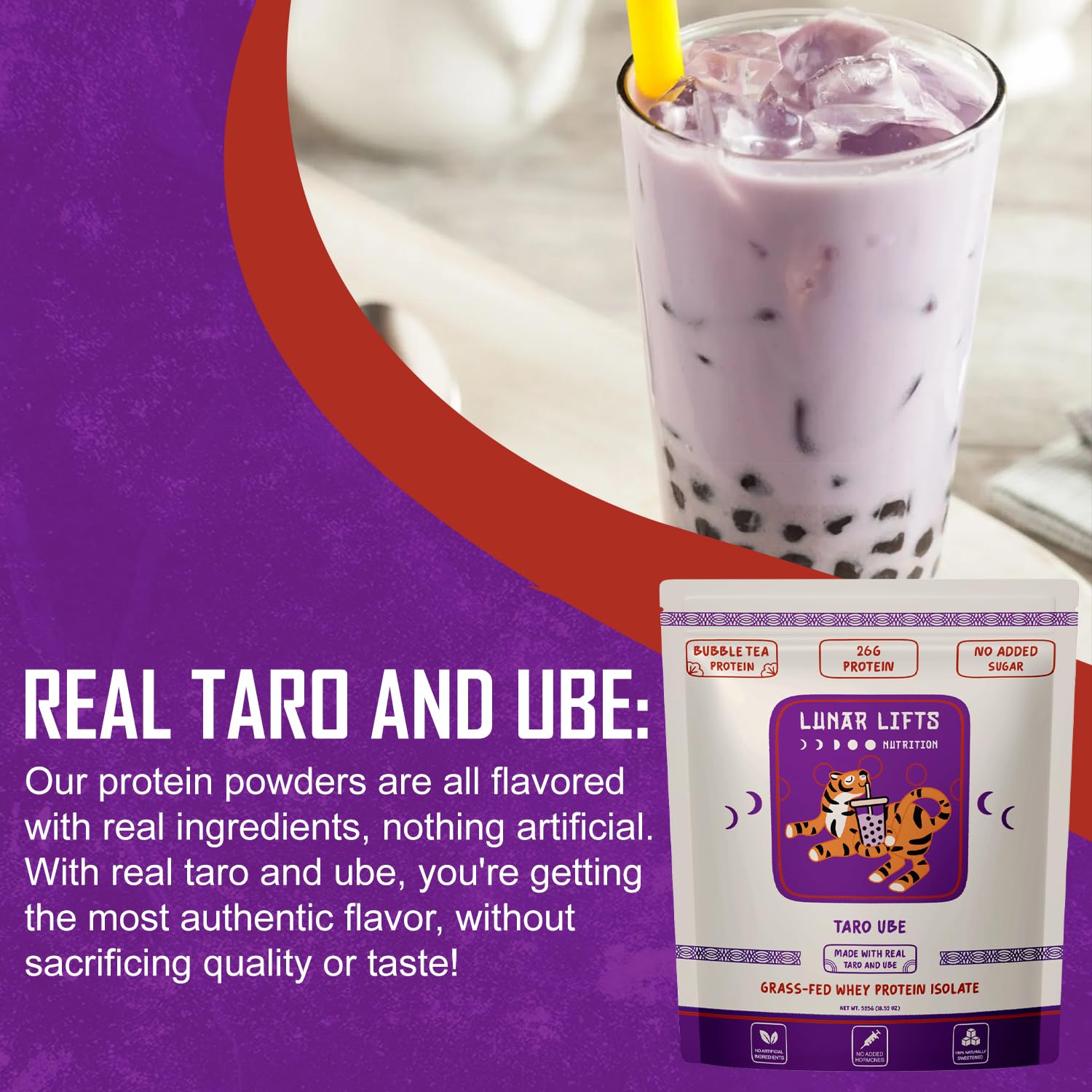 Preparación rápida con agua para un batido Lunar Lifts taro-ube