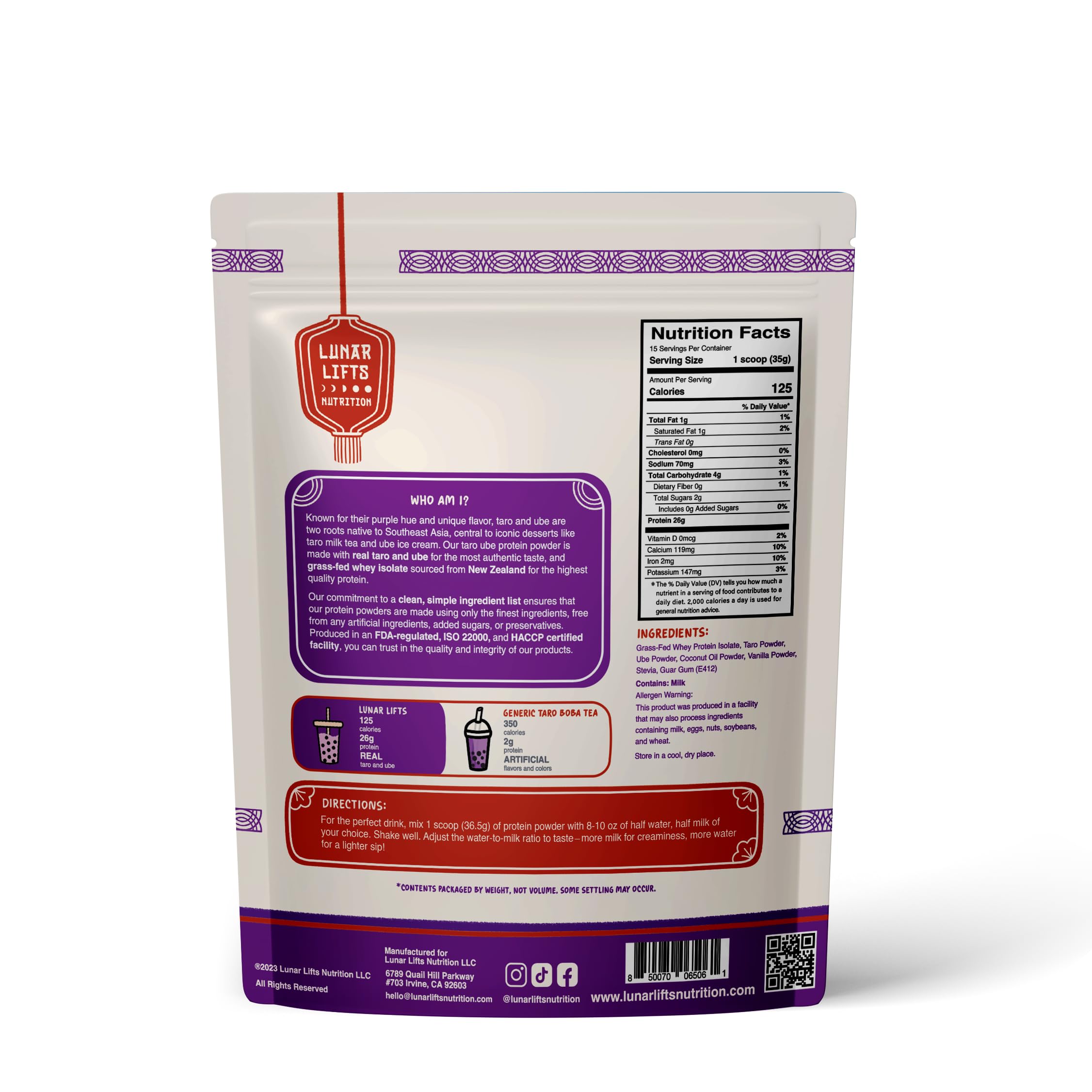 Proteína de suero aislada Lunar Lifts, 26 g por porción para recuperación