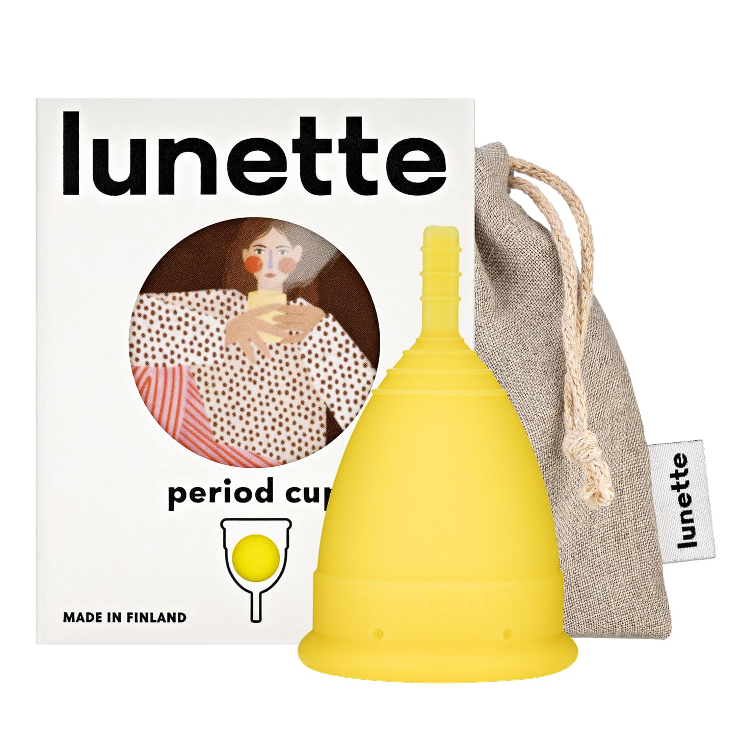 Lunette copa menstrual talla 2 amarilla para uso cómodo y prolongado