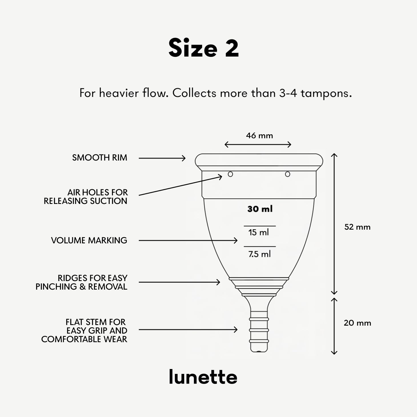 Lunette copa menstrual uso diario con confort durante actividades