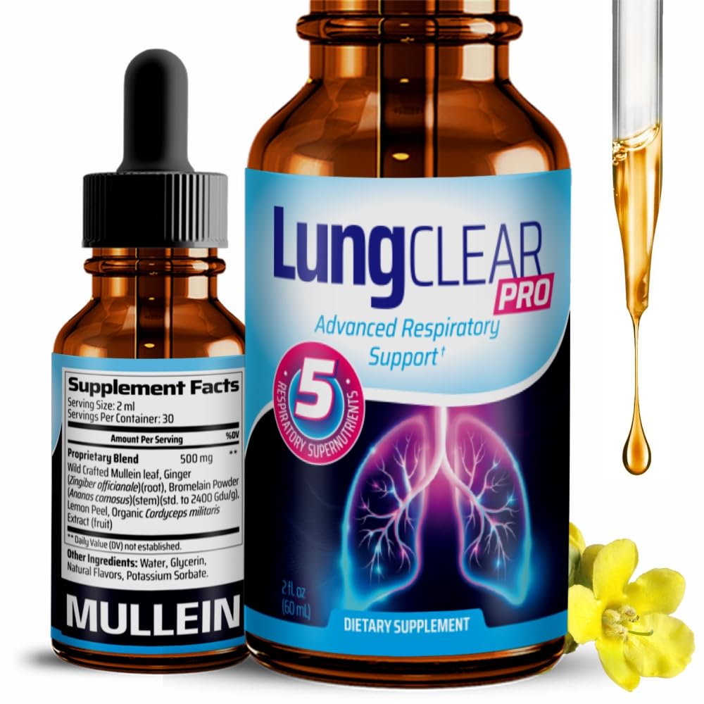 Lung Clear Pro botella con gotero para uso diario y apoyo respiratorio.