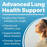 Lung Clear Pro etiqueta frontal mostrando ingredientes naturales para el bienestar pulmonar.
