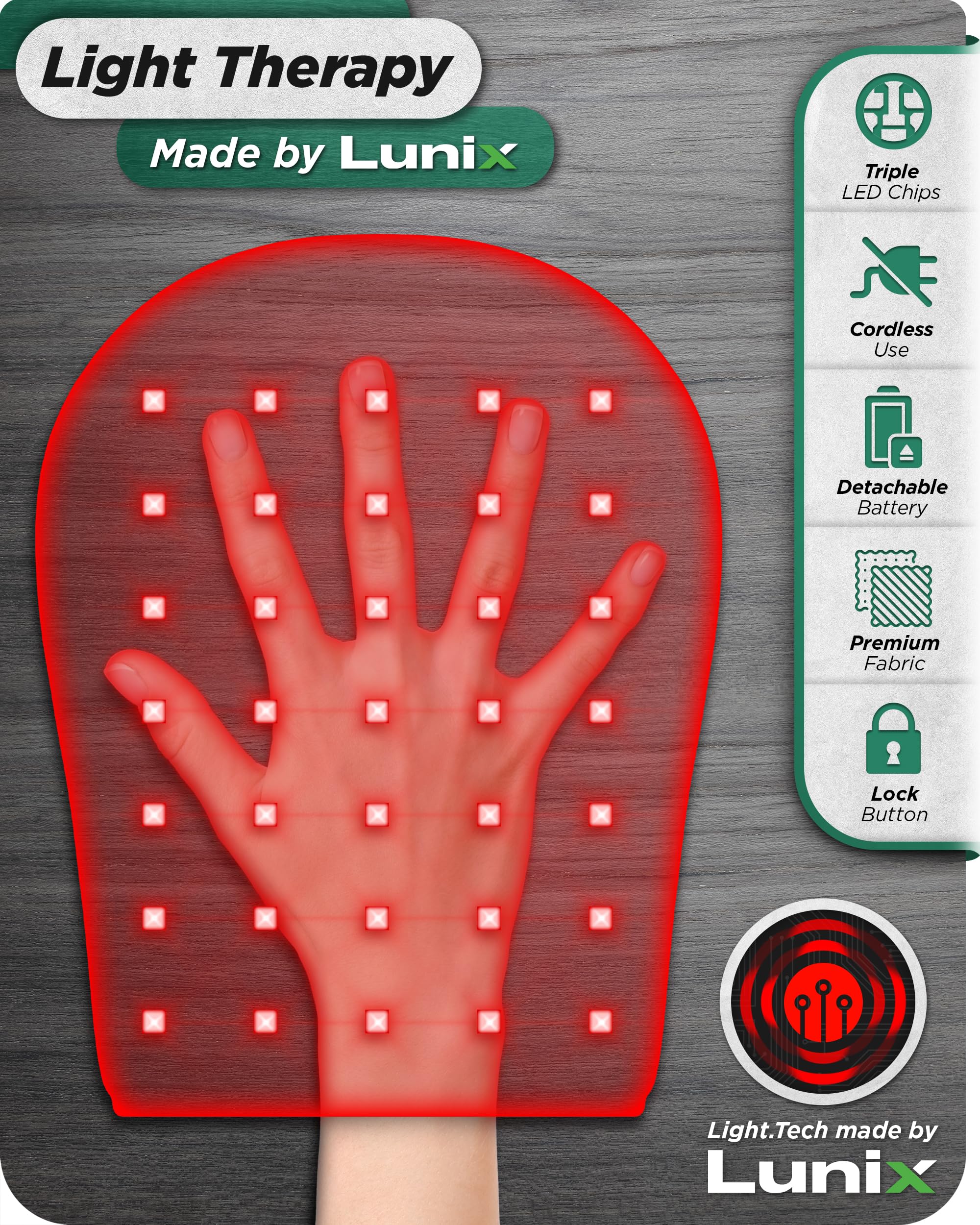 Lunix LX23 controles intuitivos muestran batería y ajustes.
