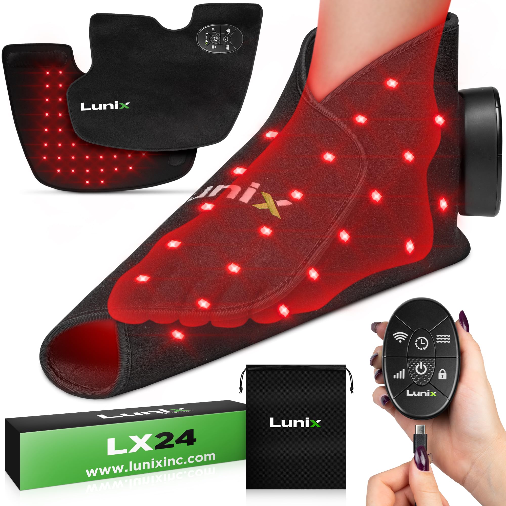 Lunix LX24 pie con luz roja para relajación de pies en casa.