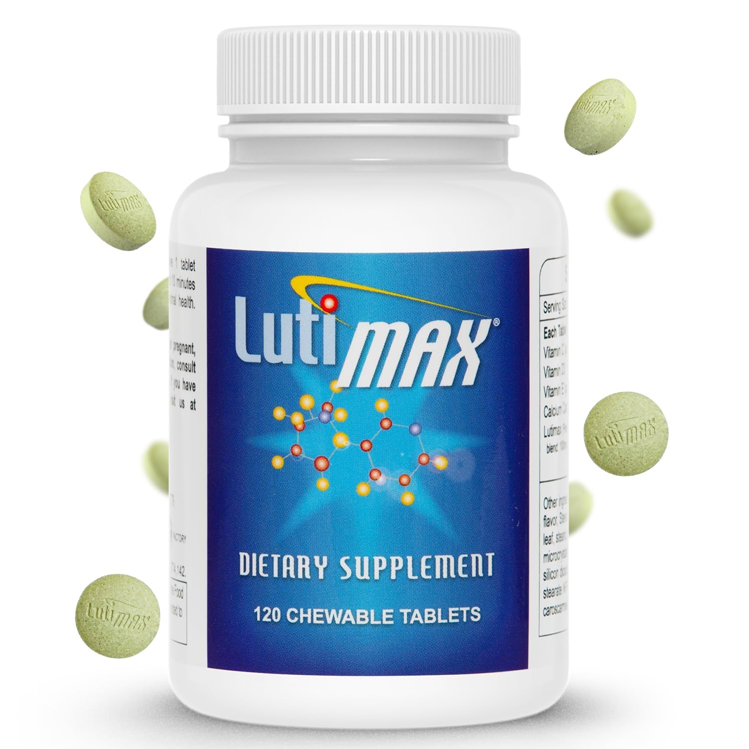 Lutimax Luteolina con Rutin, botella de tabletas para apoyo cerebral e inmunológico.