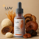 LUV health Flow Drops: producto vegano y libre de gluten para diversas dietas.