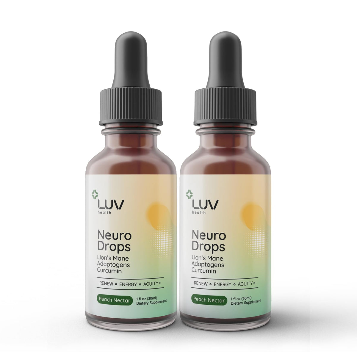 LUV health Neuro Drops: botella con gotero para apoyo nervioso y articulaciones