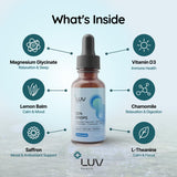 LUV Zen Drops — dosis medidora para tomas fáciles en casa u oficina.
