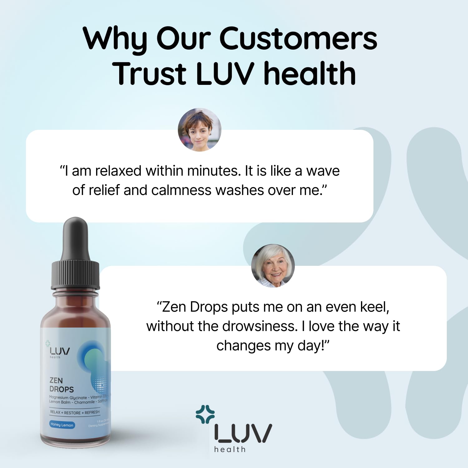 LUV Zen Drops — producto hecho en EE. UU. con control de calidad.