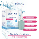 Etiqueta clara de LUVENA que destaca ingredientes suaves y seguros