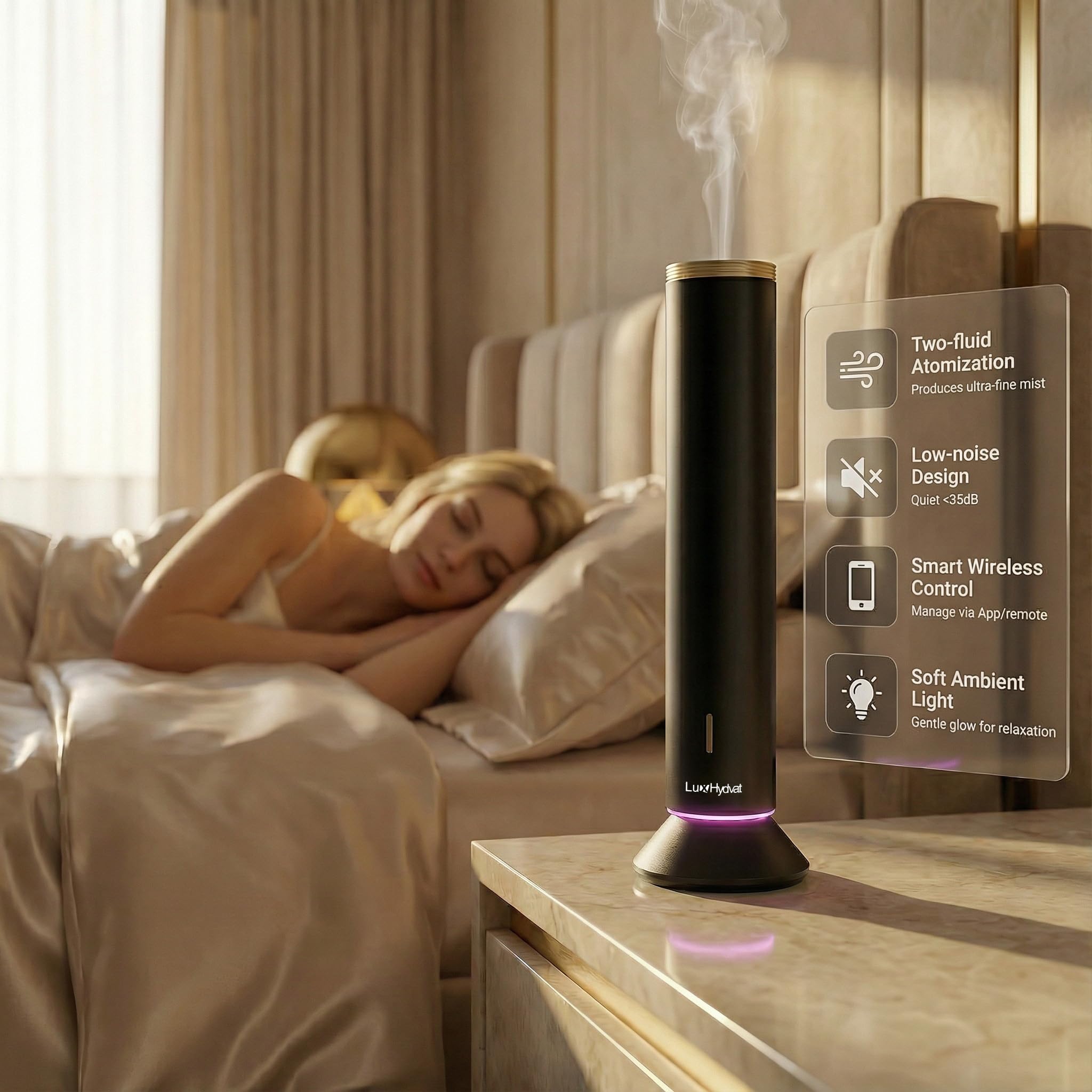 LuxHydvat nebulizador sin agua con difusión 360 para salas grandes.