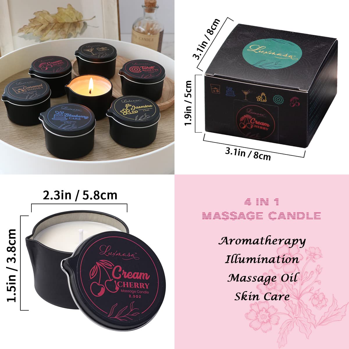 LUXMASA vela multiuso para aromaterapia y cuidado de la piel