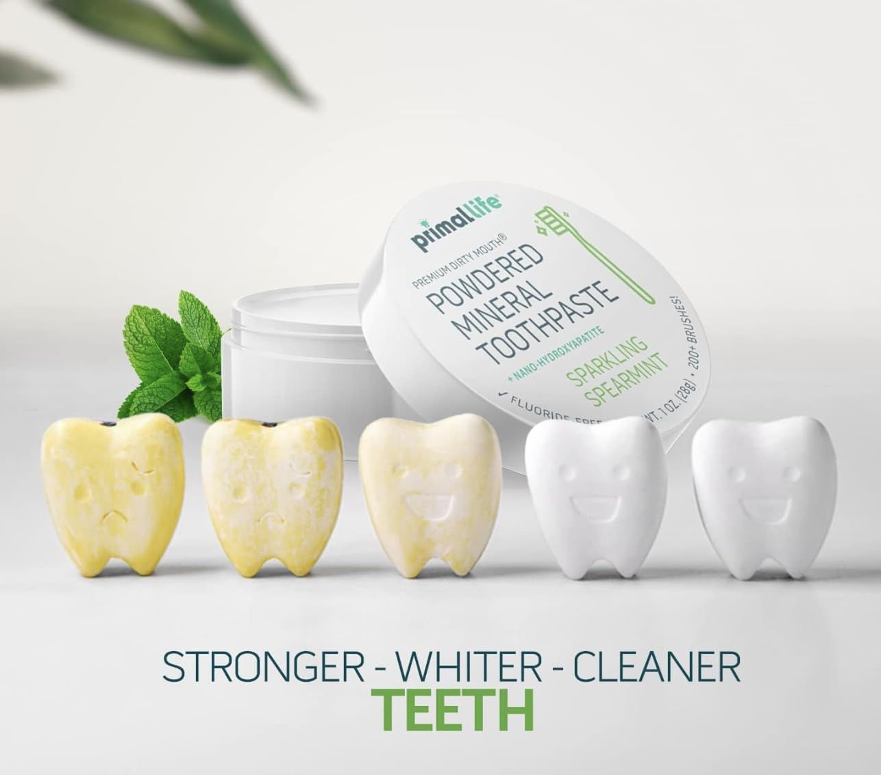 LuxProdX Primal Life Organics, aplicación diaria con menta, sensación refrescante al cepillar.