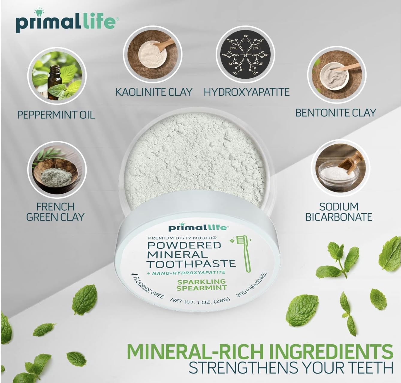 LuxProdX Primal Life Organics, arcillas kaolín y Bentonita, textura suave para limpieza efectiva.